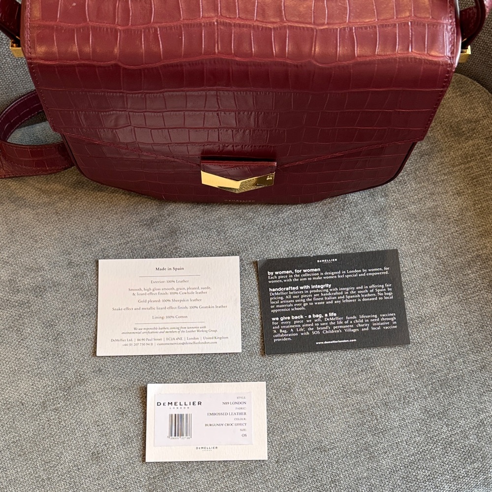 DeMellier London Croc-Embossed Crossbody Bag in Burgundy - Picture 14 of 16